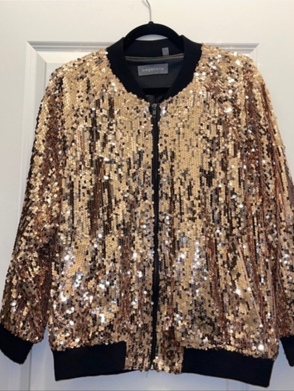 BAGATELLE SEQUIN GOLD BOMBER JACKET